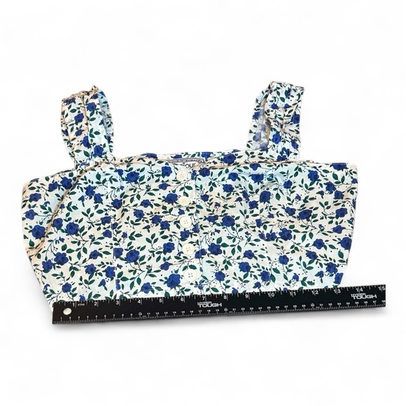 Bonjour Blue & White Gingham Camisole style cropped top size M - Picture 3 of 7